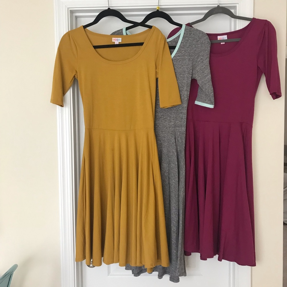Lot of 3 Lularoe Nicole Dresses size S EUC